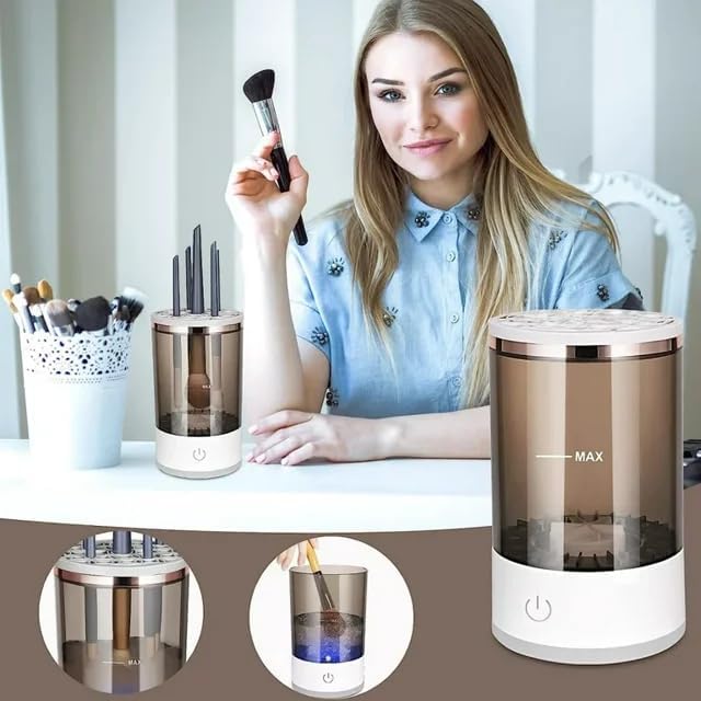 Makeup Brush Cleaner Machine - Cosmetic Brush Cleaner,Electric Makeup Brush Cleaner,Automatic Beauty Swirl Brush Cleaner,Deep Cleaning Machine (black-1pc)