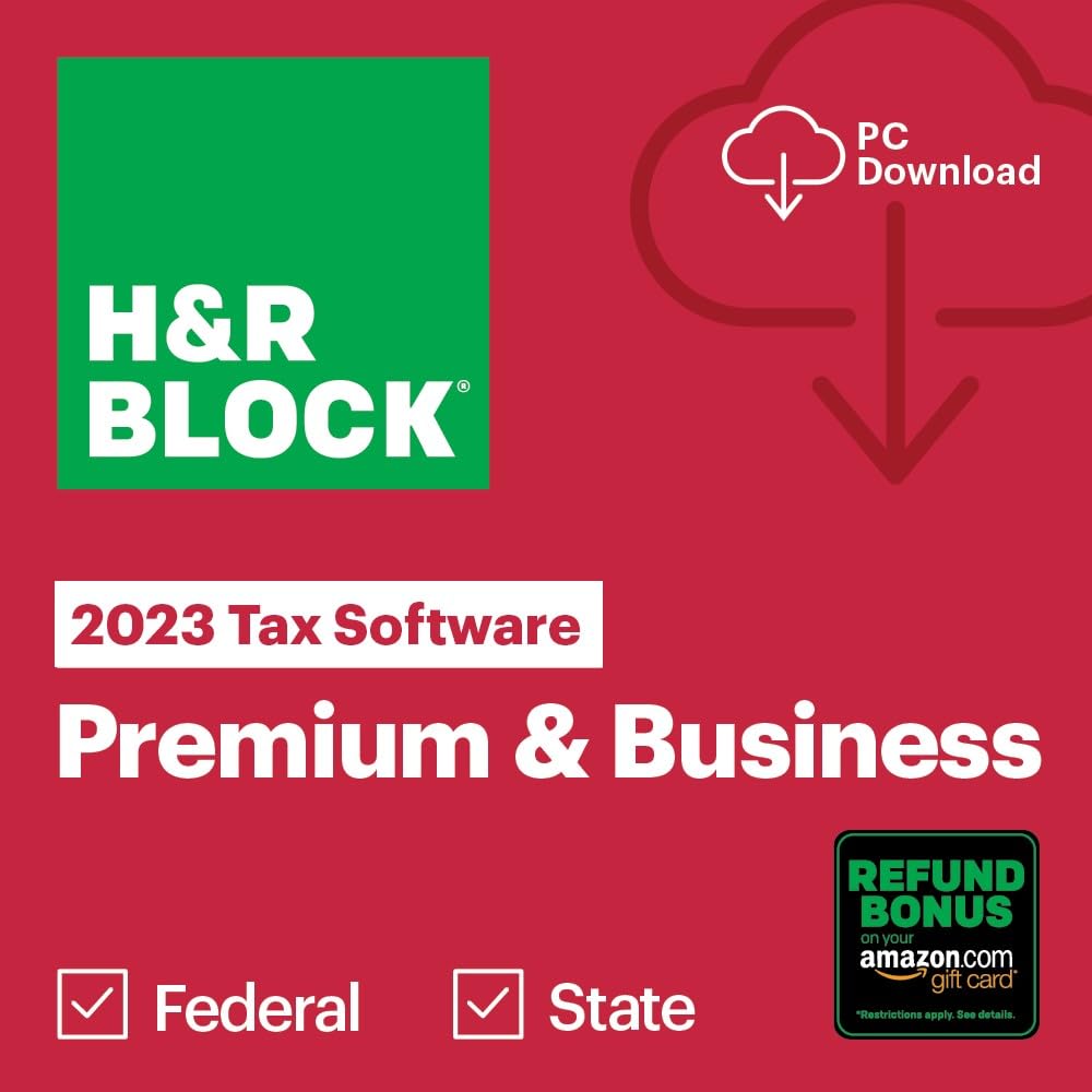 (Old Version) H&R Block Tax Software Premium & Business 2023 with Refund Bonus Offer (Amazon Exclusive) (PC Download)