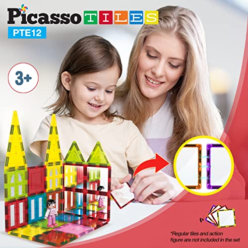 PicassoTiles Mirror Magnetic Building Tile Blocks, Construction Sensory Gifts Magnets Expansion Square Set, Toddler Magnets, Educational Toys for 3+ Year Old, Kindergarten Toys, Stacking Blocks