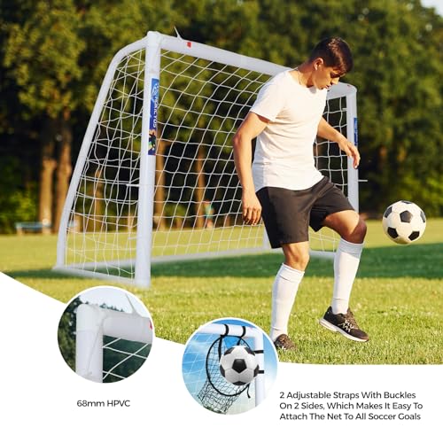 Hokicyos Soccer Goal for Backyard 6×4, 8×6 and 10×6.5 Soccer Goals with One Soccer Target Net and One Soccer Net, Weatherproof Soccer Goals with One Carry Bag for Kids and Adults' Practice or Training