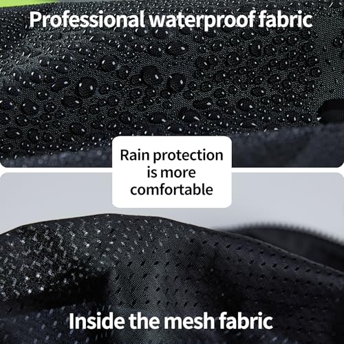 Hi Vis Rain Jacket for Men,Waterproof Class 3 Safety Rain Suit with Removable Hood & Black Bottom,High Visibility Rain Gear with Interior Mesh Lining