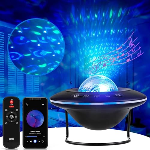 LooEooDoo LED Star Projector Light, Galaxy Lighting, Moon Nebula Night Lamp with Base, Remote Control and Battery Operated for Gaming Room, Home Theater, Bedroom, or Mood Ambiance (Blue)