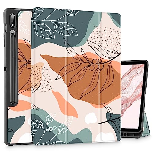Tuiklol Case for Samsung Tab S8 Plus 2022 & S7 FE 2021 & S7 Plus Release 12.4 inch Cover Slim TPU Back Protective with Pencil Holder & Trifold Stand and Auto Wave/Sleep for Tab S8 Case，Moon
