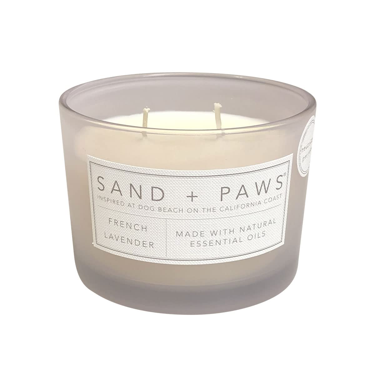 Sand + Paws Scented Candle - French Lavender - Luxurious Air Freshening Jar Candles Neutralize pet Odors and Enhance Home décor – 100% Cotton Lead-Free Wicks - 12 oz