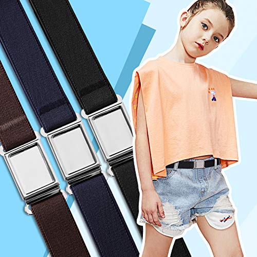 XZQTIVE 3 Pack Kids Adjustable Magnetic Belt Boys Girls Elastic Belt with Easy Magnetic Buckle
