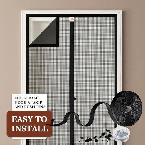 Yotache Magnetic Screen Door Fits Door Size 48 x 80, Screen Size 50" x 81" Door Screen Magnet for Walk Through Sliding Door Black