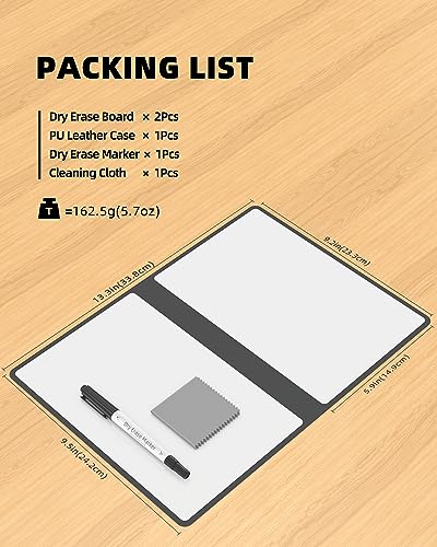 Mehaving Portable Small White Board Dry Erase Board, Reusable 9.5 * 6.6in Notebook Memo, Office Home Supplies Desk Accessories MH760 (Black)