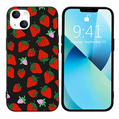 JOYLAND Liquid Silicone Case Compatible with iPhone 14,Soft Shockproof Protection Cover Support Wireless Charging Strawberry Pattern Slim Thin Designed for iPhone 14 Case Girls Women