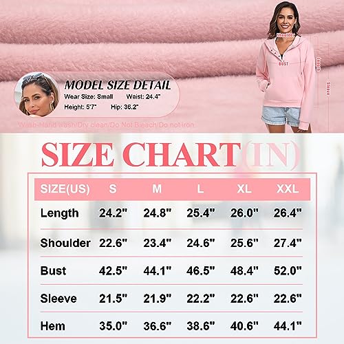 FKEEP Women Hoodies Casual Button Down Sweatshirt Drawstring Long Sleeve Pullover Fall Winter Clothes with Pockets Wine Red