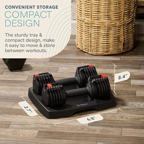 Lifepro Adjustable Dumbbells - 15Lb 25Lb 43Lb 55Lb 90Lb 6in1 Adjustable Weight, Compact Quick Dumbbells set/single for Full Body Exercise & Fitness Home Gym
