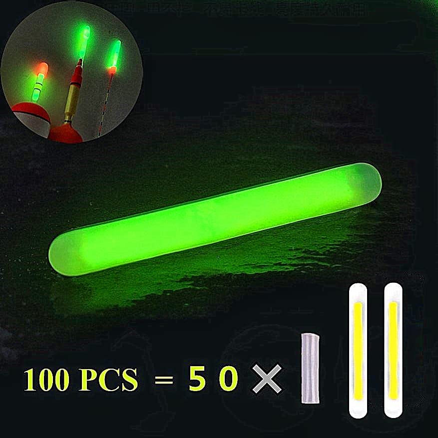TRZLIFE 100PCS Fishing Glow Sticks (50 Bags) 10Hrs Long-Lasting 180m High Visibility Mini Float Lights Compatible with Bobbers/Rod Tips/Underwater/Sea/Catfish/Surf Bank Fishing Pro Terminal Tackle
