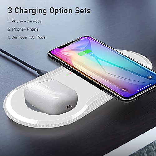 30W Wireless Charger, Vchiming 2 in 1 Wireless Charging Pad, Dual 15W Wireless Charging Station for Galaxy iPhone Airpods Buds Type C Cable Included, White