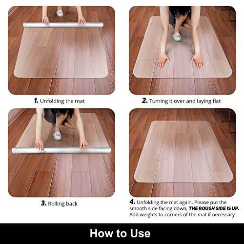 Kuyal Office Chair Mat for Hardwood Floor, 30'' x 48'' Rectangle Transparent Desk Thick Durable Chair Mat for Rolling Chairs, Easy Glide, Floor-Protector