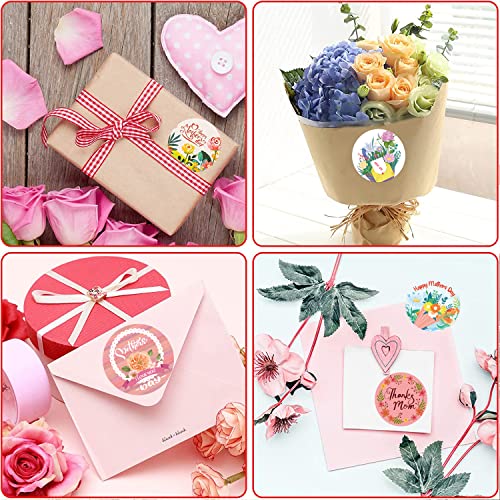 48Pcs Mothers Day Stickers Happy Mother's Day Label Stickers Flowers Hearts Envelope Seals Stickers Self-Adhesive Mom Stickers for Gifts Boxes Present Packages Candy Cookie Bags Wrap Cards Decor