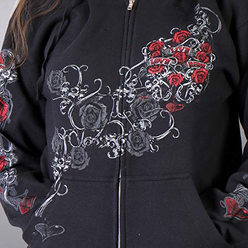 Hot Leathers Women's Live, Love, Ride and Roses Hooded Sweatshirt (Black, Small)