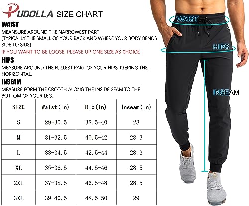 Pudolla Men's Lightweight Jogger Pants Workout Running Tapered Joggers Men with Zipper Pockets for Travel Athletic Casual(Navy Blue 3X-Large)