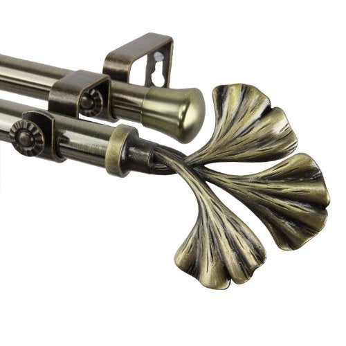 Rod Desyne Fortune Double Curtain Rod, 28 to 48-Inch, Antique Brass