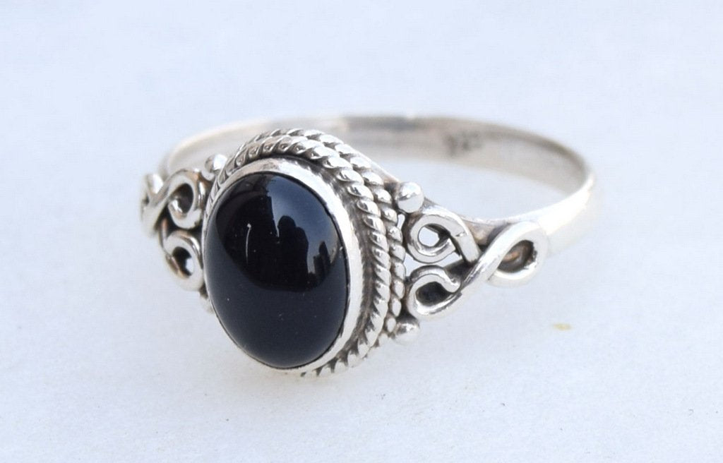 Black Onyx Stone Ring 925 Sterling Silver Statement Ring For Women Handmade Rings Gemstone Christmas Promise Ring Size US 8 Gift For Her