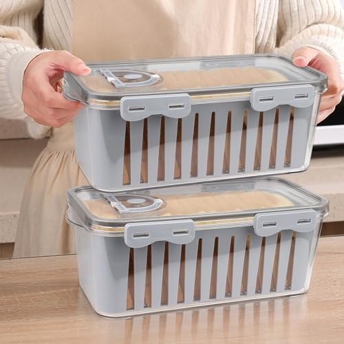 FIRJOY Bread Storage Container for Homemade Bread (1 Pack L Container - Gray)