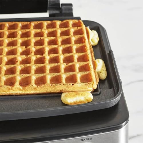 GreenPan Elite 2-Square Belgian & Classic Waffle Iron, Healthy Ceramic Nonstick Aluminum Dishwasher Safe Plates, Adjustable Shade/Crunch Controls, Wont Overflow, Easy Cleanup Breakfast, Black