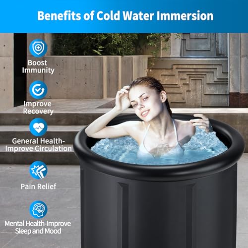 Jecoo Ice Bath Tub for Athletes Portable Cold Plunge Tub with Cover, Large Capacity Multiple Layered Cold Plunge for Recovery Ice Bath at Home/Outdoor