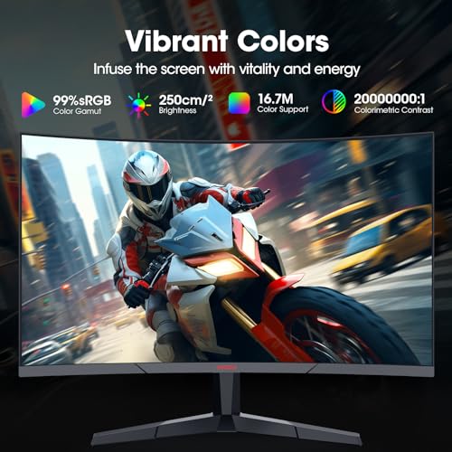 KOORUI 24 inch Curved Monitor, Full HD 1080P Curved Computer Monitor, 1500R, 75Hz Monitor, HDMI VGA, Tilt Adjustment, LCD Monitor, Eye Care, Black 24N5CA