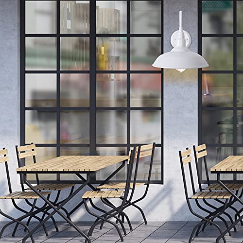 GOALPLUS Outdoor Gooseneck Barn Light Fixture with Wall Mount, 10'' Diameter White Exterior Waterproof Wall Lantern for Porch, Farmhouse Wall Sconce, 2 Pack, LM2201-WH-2P