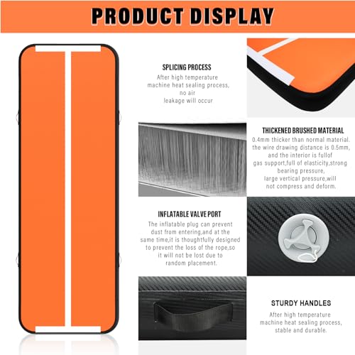 IBATMS Air Tumbling Mat Tumble Track, 4/8inches Inflatable Gymnastics Air Mat for Home Use/Training/Cheerleading/Yoga/Water with Air Pump