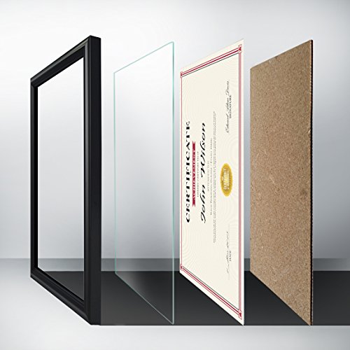 PETAFLOP 8.5x11 Certificate Frame, Black Picture Diploma Degree Document Frames with Real Glass Front, Wall or Tabletop Vertically or Horizontally Display, 4 Pack