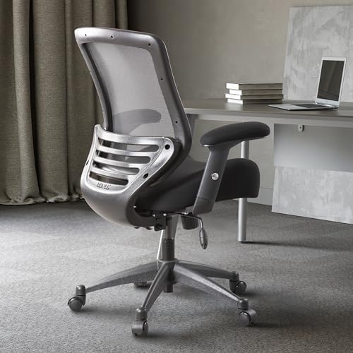 BOLISS Ergonomic Mesh Computer Desk Office Chair with Super Soft Adjustable Arms,Molded Double Seat Cushion Foam Seat and Lumbar Support -All in Black