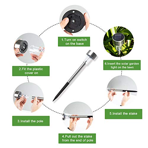 GIGALUMI Solar Lights Outdoor Waterproof,16 Pack Stainless Steel LED Solar Garden Lights for Patio, Lawn, Yard and Landscape(Cold White)