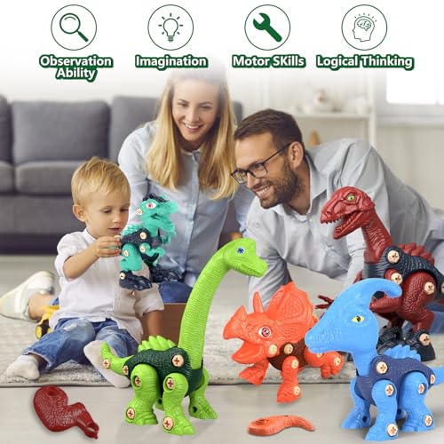 Jasonwell Kids Building Dinosaur Toys - Boys STEM Take Apart Construction Set Educational Dino Kit Play Set Easter Party Favors Christmas Birthday Gifts for Toddler Girls Age 3 4 5 6 7 8 + Year Old