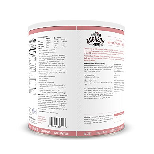 Augason Farms Honey White Bread Scone & Roll Mix 3 lbs 10 oz No. 10 Can 3-pack (no. 10 can)