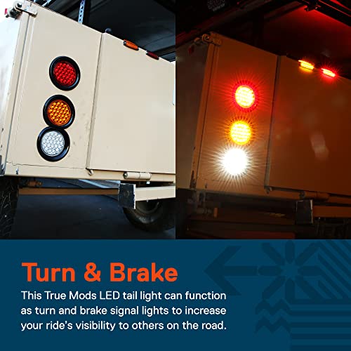 TRUE MODS 4" Round Amber 24 LED Trailer Tail Lights [DOT certified] [Grommet & Plug Included ] [IP67 Waterproof] Park Turn Trailer Lights for RV Trucks
