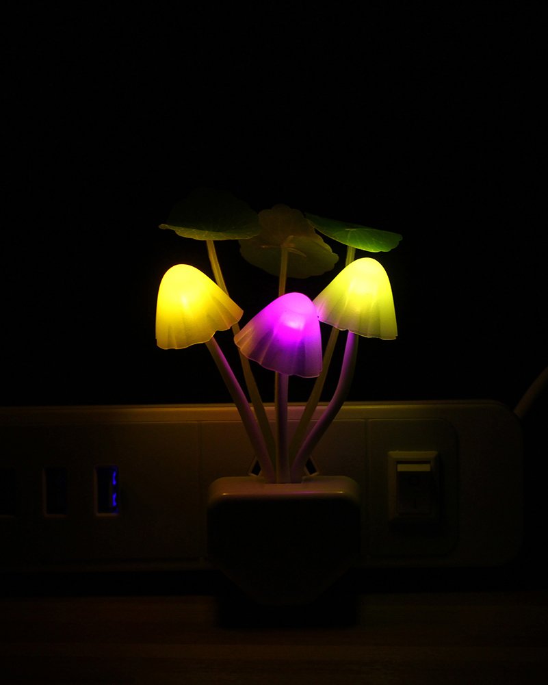 Rienar Sensor Led Night Light, Color Changing Plug-in LED Mushroom Dream Bed Lamp