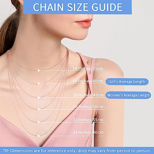 ONLVULF Solid 925 Sterling Silver Necklace for Women, 1.2mm Italian Silver Necklace Chain, Cable Chain Necklace Chains for Women, Thin & Dainty & Sturdy Rose Gold Women's Chain Necklaces, 14 Inch