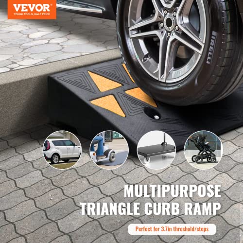 VEVOR Rubber Curb Ramp 3.7 Rise Height, Driveway Ramp for Car, 15T Heavy Duty Rubber Sidewalk Curb Ramp for Forklifts, Trucks, Buses, Cars, Wheelchairs, Bikes