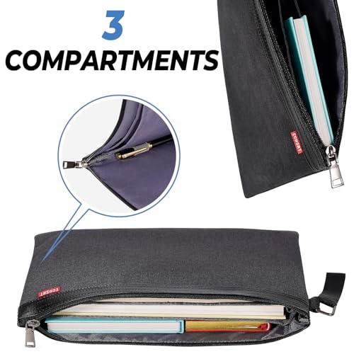 ECHSRT File Folder Document Organizer for Travel, Document Bag Zipper Pouch for Men & Women Black