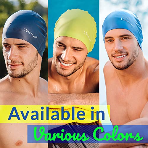 Limmys Men’s Women’s Unisex Swimming Cap - 100% Silicone Ladies Swim Caps - Premium Quality, Stretchable and Comfortable Swimming Hats - Available in Different Attractive Color (Blue)