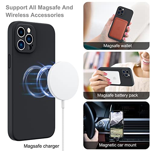 MCFANCE Silicone Magnetic for iPhone 12 Pro Max Case, Compatible with MagSafe, Full Camera Protection Soft Anti-Scratch Microfiber Lining for iPhone 12 Pro Max 6.7 inch 2020, Periblue