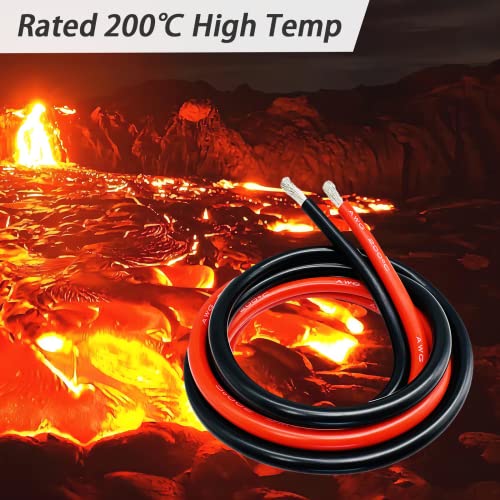 Dastard 6 Gauge Wire, Extra Flexible Silicone Insulated 6 AWG Stranded Tinned Copper Wire 10ft【Red and Black Each 5ft Separated】 High Temperature 6AWG Battery Wire 200℃ 600V - Inverter, Car, Auto