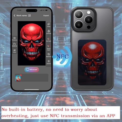 YATUO DIY E-Ink Phone Case for iphone14 PRO 𝐀𝐏𝐏 Operation Smart Photo Rear Projection Customiza Phone Case Instantly Display Photos On The Ink Screen Back Cover Personalize Your Phone case (Black)