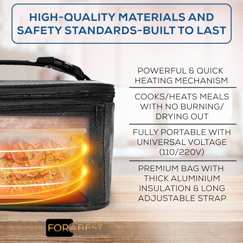 FORABEST Portable Microwave Food Warmer – Fast 80W Mini Microwave Heating Lunch Box, Universal 12,24,110,220V Portable Food Warmer Lunch Box - 144oz Calentador De Comida Portatil for Work, Travel