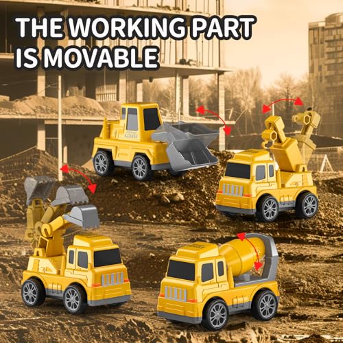 TEMI Construction Truck Boy Toys for 3-5 Year Old Toddlers - Toys for 3 4 5 6 7 Years Old Engineering Transport Vehicle Carrier Truck, Kids Excavator Crane Gift Toys for Boys & Girls Aged 4-6