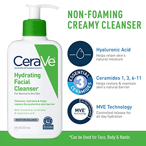 CeraVe Moisturizing Cream, Face Body Moisturizer, Normal to Dry Skin, 8 Fl Oz