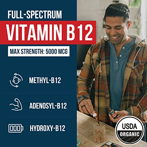 BioActive Vitamin B12 5000 mcg | Contains 3 BioActive B12 Forms Plus Methylfolate Cofactor - Methyl B12, Adenosyl B12 & Hydroxy B12 | Sublingual Form, Cherry Flavor, Organic, Vegan (60 Servings)