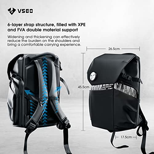 VSGO Camera Backpack Waterproof,15.6 inch Laptop Compartment with Rain Cover, Compatible for Sony Canon Nikon Camera, DJI Stabilizers, Lens Tripod Accessories 20L