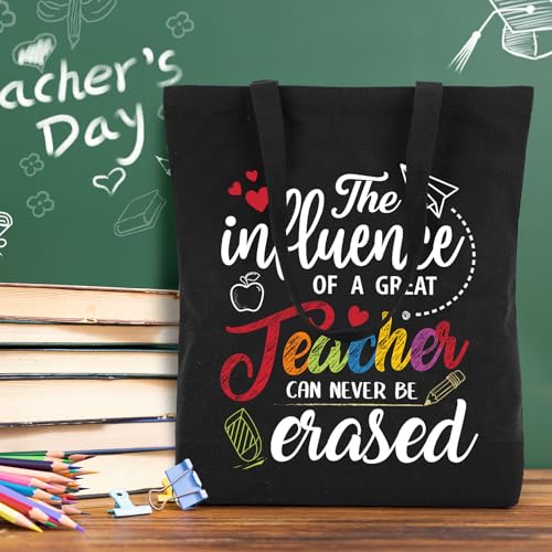 Canvas Tote Bag Teacher Gifts for Women, Cute Appreciation Gift Utility Teachers Bags and Totes with Interior Pockets