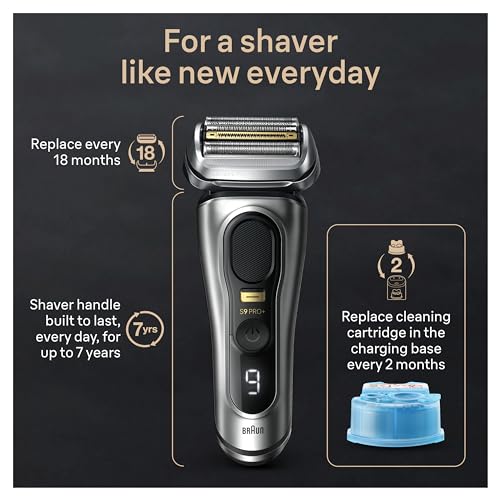 Braun Series 9 PRO+ 9577cc Electric Razor for Men, 5 Pro Shave Elements & Precision Long Hair Trimmer, 6in1 SmartCare Center, PowerCase for Mobile Charging, Wet & Dry, 60min Battery Runtime