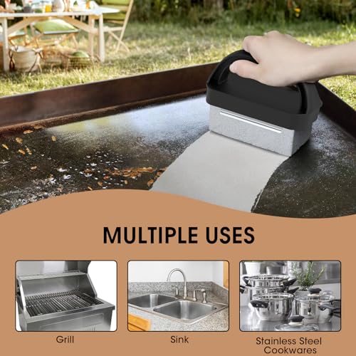 Heavy Duty Grill Cleaner, Grill Cleaning Bricks with Handle, Pumice Griddle Cleaning Stone Removing Stains for BBQ, Swimming Pool, Sink(4 Pack)